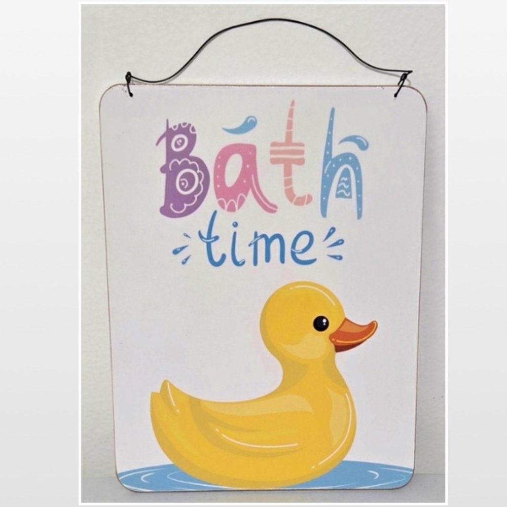 New Kathy Sign Home Bath Time Kids Unisex Yellow Rubber Duck Décor NWT